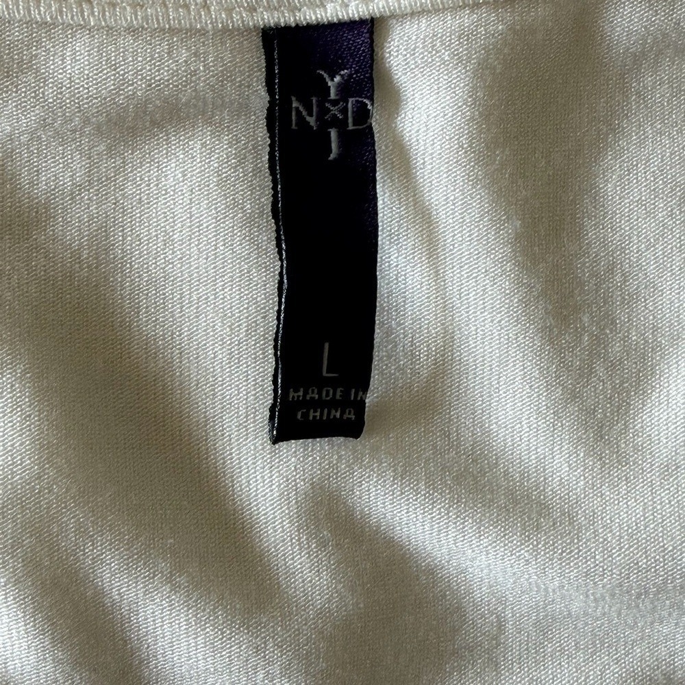 NYDJ Surplice Ruched Top Womens Large Ivory Cream Long Sleeve V-Neck MJER3107 - Picture 4 of 4